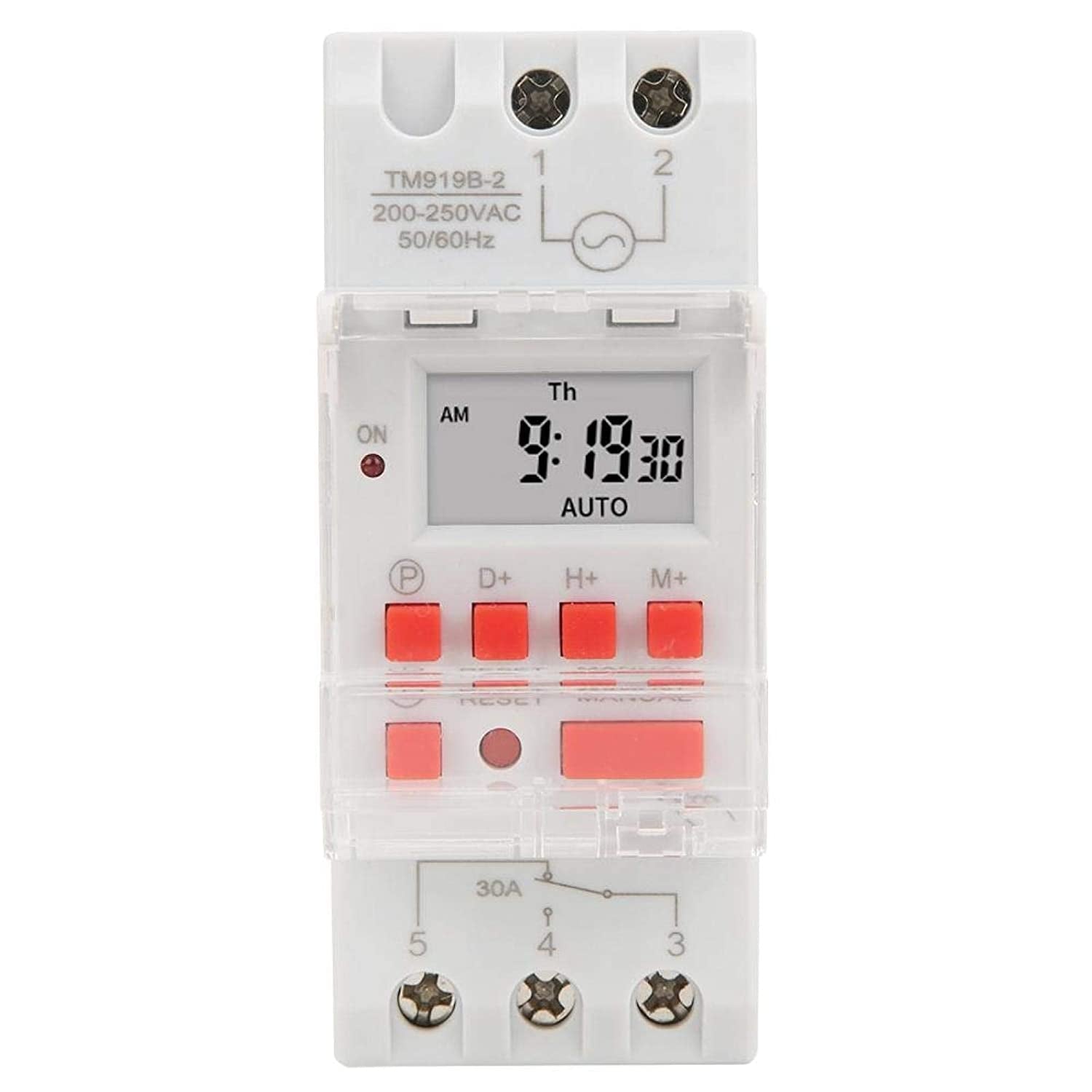 Releu digital cu temporizator, Sinotimer, temporizator, intrerupator, programabila, 230V, 30A, 5000W, TM919B-2-30A